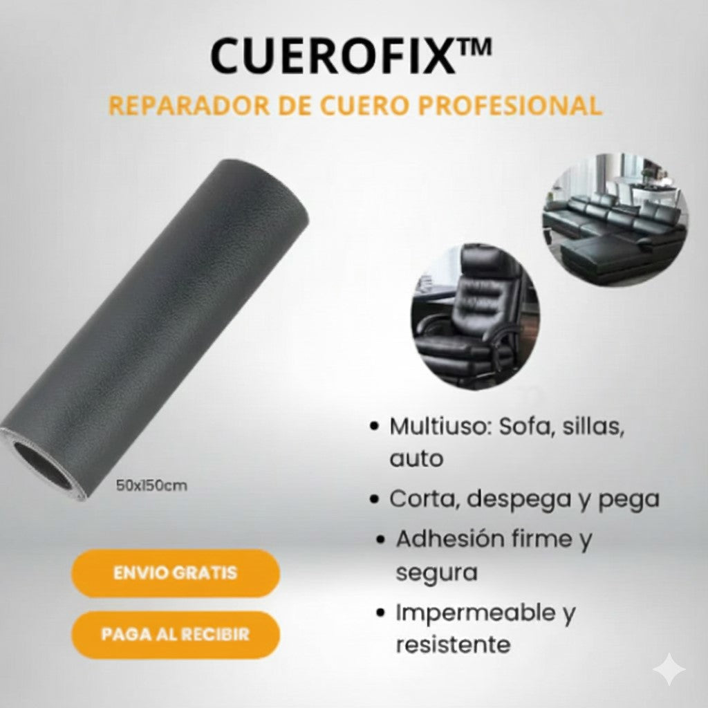 2x1 CueroFix* / Reparador de Cuero Profesional 50x150cm c/u (disponible café y blanco)