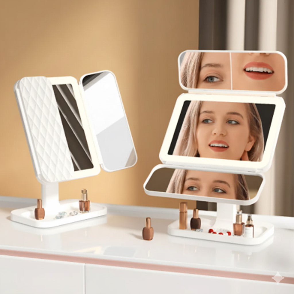 Espejo Luz LED Plegable Maquillaje